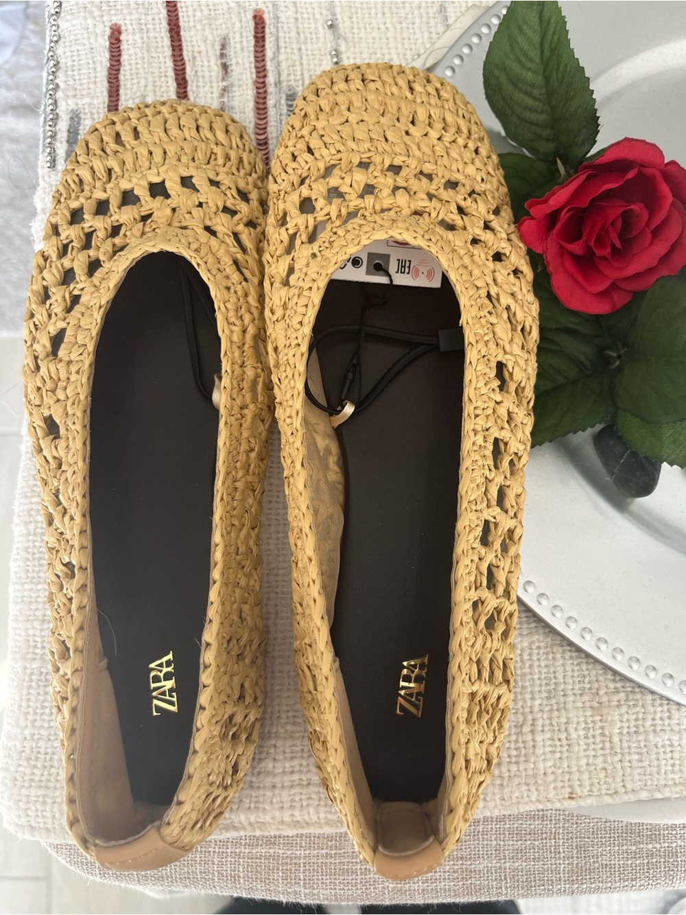 ZARA NWT Woven Ballet Flats Size 7.5 - Picture 4 of 8